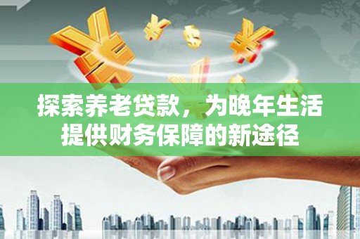 托里探索养老贷款，为晚年生活提供财务保障的新途径